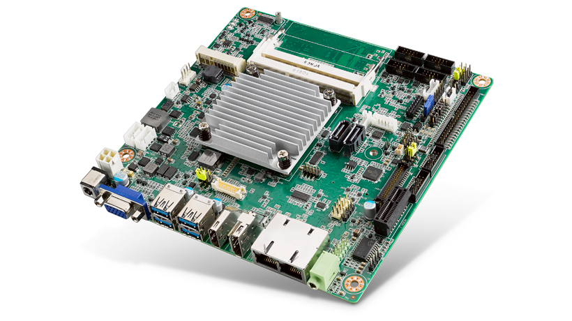 Intel Atom<sup>®</sup> x7-E3950 Processor搭載 Mini-ITX Motherboard with HDMI/DP/VGA, 6 COM, Dual LAN 動作温度–20℃～ 70℃